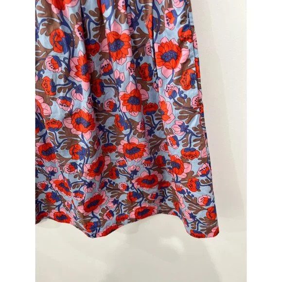 New Boden Size 6R V-Neck Contrast Detail Dress Dusty Blue, Terrace Bud Summer - Picture 15 of 15